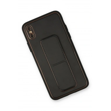 Mey İthalat®  iPhone XS Max Kılıf Coco Deri Standlı Kapak - Siyah