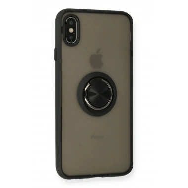 Mey İthalat®  iPhone XS Max Kılıf Montreal Yüzüklü Silikon Kapak - Siyah