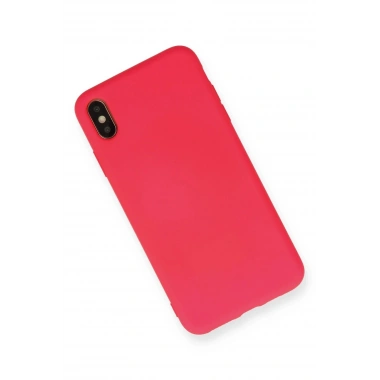 Mey İthalat®  iPhone XS Max Kılıf Nano içi Kadife Silikon - Koyu Pembe