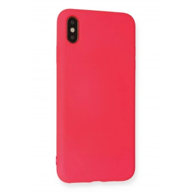 Mey İthalat®  iPhone XS Max Kılıf Nano içi Kadife Silikon - Koyu Pembe