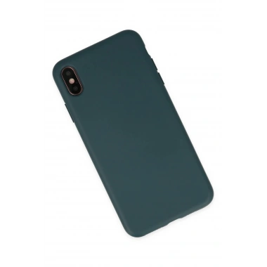 Mey İthalat®  iPhone XS Max Kılıf Nano içi Kadife Silikon - Koyu Yeşil