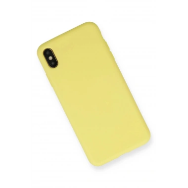 Mey İthalat®  iPhone XS Max Kılıf Nano içi Kadife Silikon - Mat Sarı