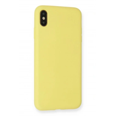 Mey İthalat®  iPhone XS Max Kılıf Nano içi Kadife Silikon - Mat Sarı