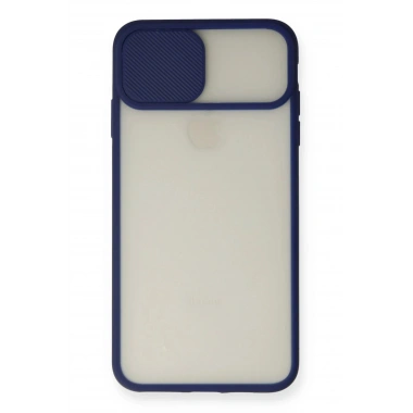 Mey İthalat® iPhone XS Max Kılıf Palm Buzlu Kamera Sürgülü Silikon - Lacivert