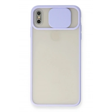 Mey İthalat®  iPhone XS Max Kılıf Palm Buzlu Kamera Sürgülü Silikon - Lila