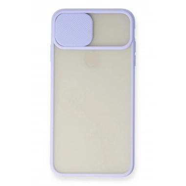 Mey İthalat®  iPhone XS Max Kılıf Palm Buzlu Kamera Sürgülü Silikon - Lila