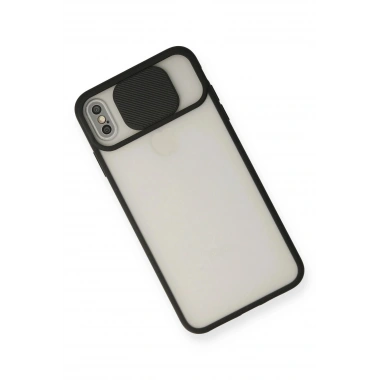 Mey İthalat® iPhone XS Max Kılıf Palm Buzlu Kamera Sürgülü Silikon - Siyah