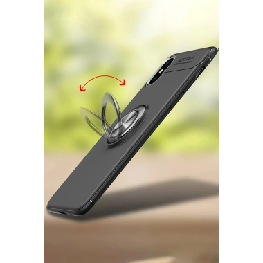 Mey İthalat® iPhone XS Max Kılıf Range Yüzüklü Silikon - Mavi