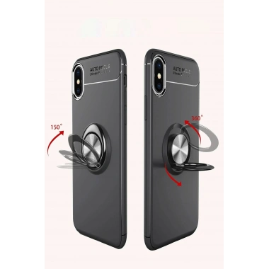 Mey İthalat® iPhone XS Max Kılıf Range Yüzüklü Silikon - Mavi
