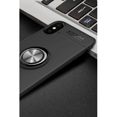Mey İthalat® iPhone XS Max Kılıf Range Yüzüklü Silikon - Siyah