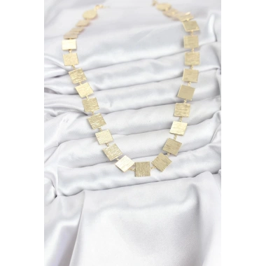 Mey İthalat® Kare Plaka Model Gold Renk Kadın Kolye