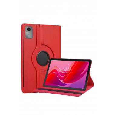 Mey İthalat® Lenovo Tab M11 TB330FU 360 Tablet Deri Kılıf - Kırmızı