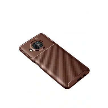 Mey İthalat®   Mi 10T Lite Kılıf Auto Focus Karbon Kapak - Kahverengi