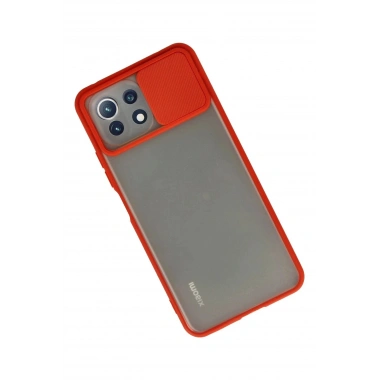 Mey İthalat® Mİ 11 Lite Kılıf Palm Buzlu Kamera Sürgülü Silikon - Kırmızı
