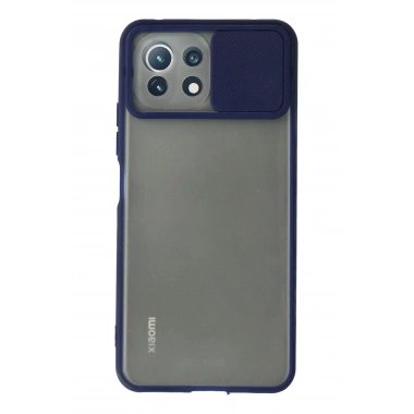 Mey İthalat® Mİ 11 Lite Kılıf Palm Buzlu Kamera Sürgülü Silikon - Lacivert