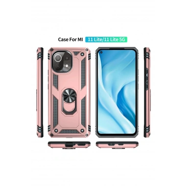 Mey İthalat® Mİ 11 Lite Kılıf Sofya Yüzüklü Silikon Kapak - Rose
