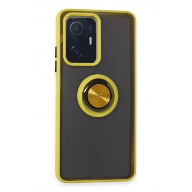 Mey İthalat®   Mi 11T Pro Kılıf Montreal Yüzüklü Silikon Kapak - Sarı