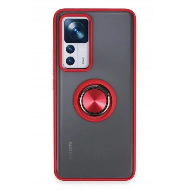 Mey İthalat®   Mi 12T Pro Kılıf Montreal Yüzüklü Silikon Kapak - Kırmızı