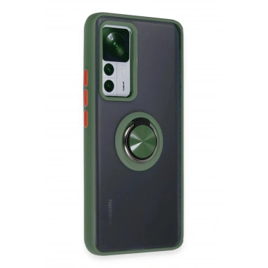 Mey İthalat®   Mi 12T Pro Kılıf Montreal Yüzüklü Silikon Kapak - Yeşil