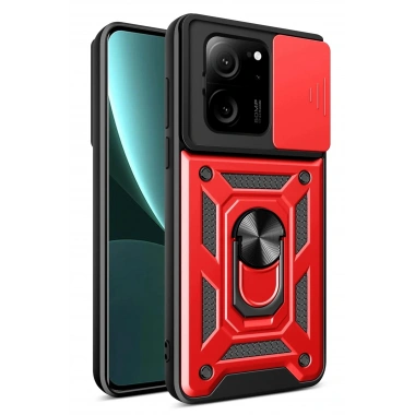 Mey İthalat®   Mi 13T Pro Kılıf Pars Lens Yüzüklü Silikon - Kırmızı