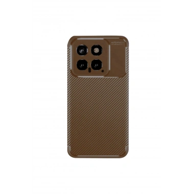 Mey İthalat®   Mi 14T Kılıf Auto Focus Karbon Kapak - Kahverengi