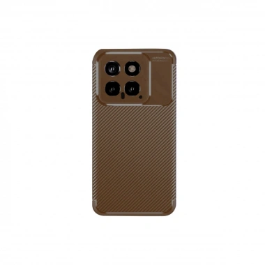 Mey İthalat®   Mi 14T Kılıf Auto Focus Karbon Kapak - Kahverengi