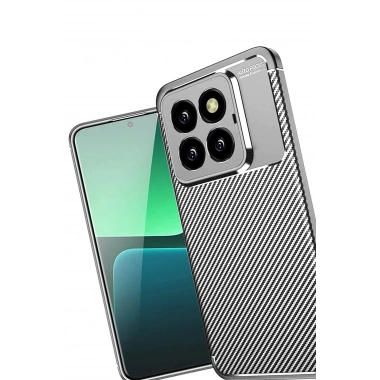 Mey İthalat®   Mi 14T Pro Kılıf Auto Focus Karbon Kapak - Gri
