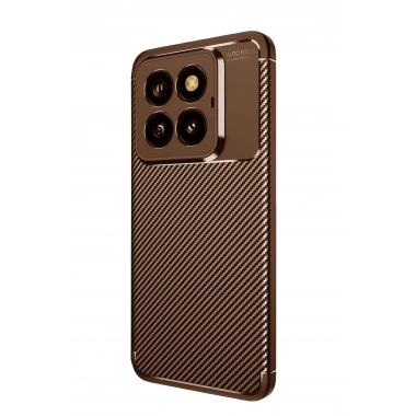 Mey İthalat®   Mi 14T Pro Kılıf Auto Focus Karbon Kapak - Kahverengi