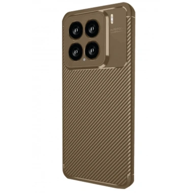 Mey İthalat®   Mi 15 Kılıf Auto Focus Karbon Kapak - Kahverengi