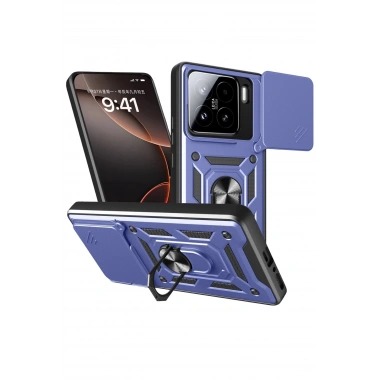 Mey İthalat®   Mi 15 Kılıf Pars Lens Yüzüklü Silikon - Lacivert