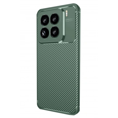 Mey İthalat®   Mi 15 Pro Kılıf Auto Focus Karbon Kapak - Koyu Yeşil