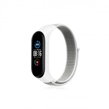 Mey İthalat® Mi Band 4 Hasırlı Cırtcırtlı Kordon - Beyaz