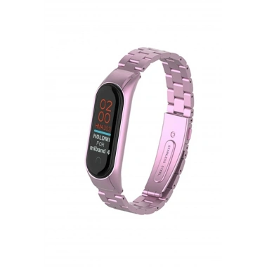 Mey İthalat® Mi Band 4 Metal Baklalı Kordon - Rose