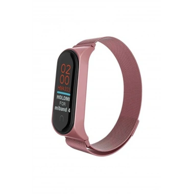 Mey İthalat® Mi Band 4 Metal Mıknatıslı Kordon - Rose