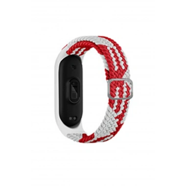 Mey İthalat® Mi Band 4 Star Kordon - Beyaz-Kırmızı