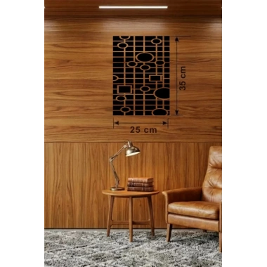 Mey İthalat® Modern Geometrik Desenli Ahşap Duvar Tablosu - 25x35 cm Dekoratif Pano