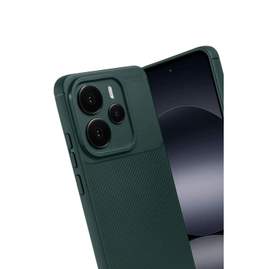 Mey İthalat®   Note 14 5G Auto Focus Karbon Kapak - Koyu Yeşil