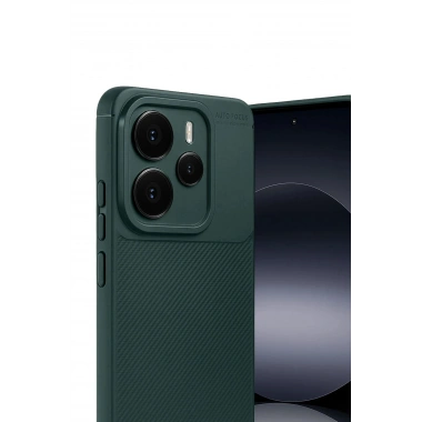 Mey İthalat®   Note 14 5G Auto Focus Karbon Kapak - Koyu Yeşil