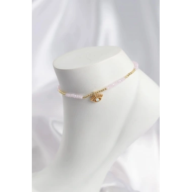 Mey İthalat® Pembe Renk Boncuklu Nazarlı Göz Figürlü Halhal