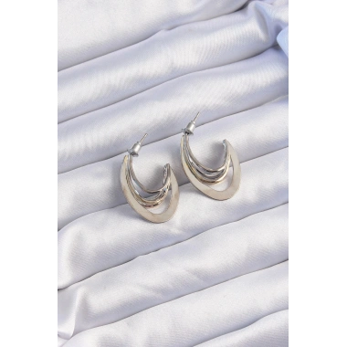 Mey İthalat® Pirinç Gold Gümüş Renkli Düz Plaka Halka Küpe
