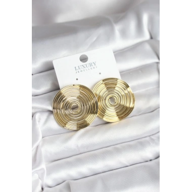 Mey İthalat® Pirinç Gold Renk Circle Model Kadın Küpe