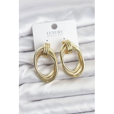 Mey İthalat® Pirinç Gold Renk Damla Model Vintage Kadın Küpe