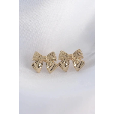 Mey İthalat® Pirinç Gold Renk Fiyonk Küpe