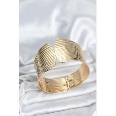 Mey İthalat® Pirinç Gold Renk Levha Model Kadın Bileklik
