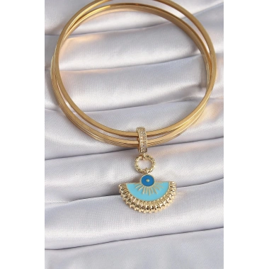 Mey İthalat® Pirinç Gold Renk Nazar Boncuklu Ajda Charm
