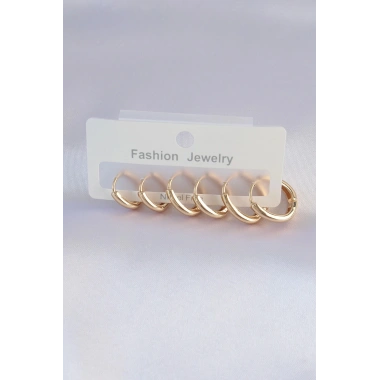 Mey İthalat® Pirinç Gold Renk Oval Küpe Seti