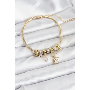 Mey İthalat® Pirinç Gold Renk Tinkerbell Charmlı Kadın Bileklik