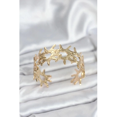Mey İthalat® Pirinç Gold Renk Vintage Kadın Bileklik