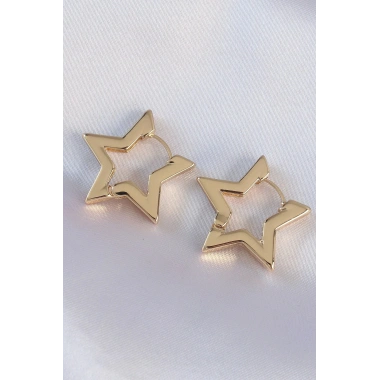 Mey İthalat® Pirinç Gold Renk Yıldız Küpe