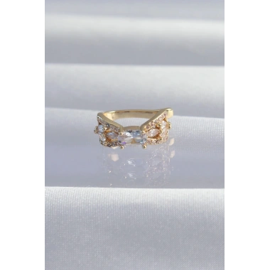 Mey İthalat® Pirinç Gold Renk Zirkon Taş Kaplama Earcuff Küpe